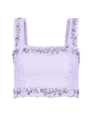Tweed bra top with embroidered details